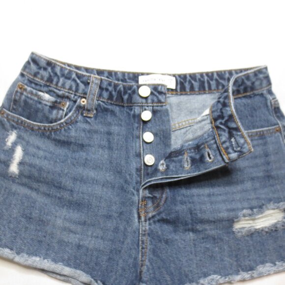 VANILLA STAR juniors SHORTS denim JEAN distressed FRAYED blue BUTTON-FLY SIZE 7 - Picture 4 of 8
